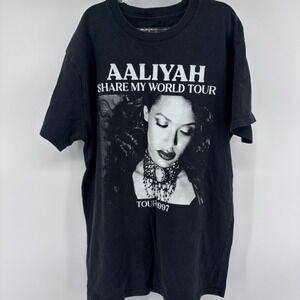 Aaliyah Share My World Tour 1997 T-Shirt Vintage Music Black Tee‎